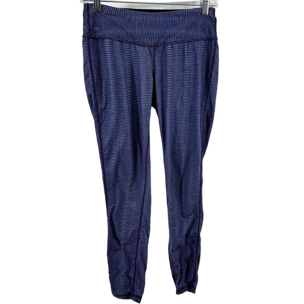 prAna Striped Leggings Pull On Stretch Skinny Athletic Yoga Workout Purple Small